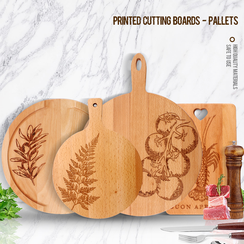 Beech Wood Household Kitchen Printed Tray Creative Cutting Board Wooden Dining Plate Laser Cuttable