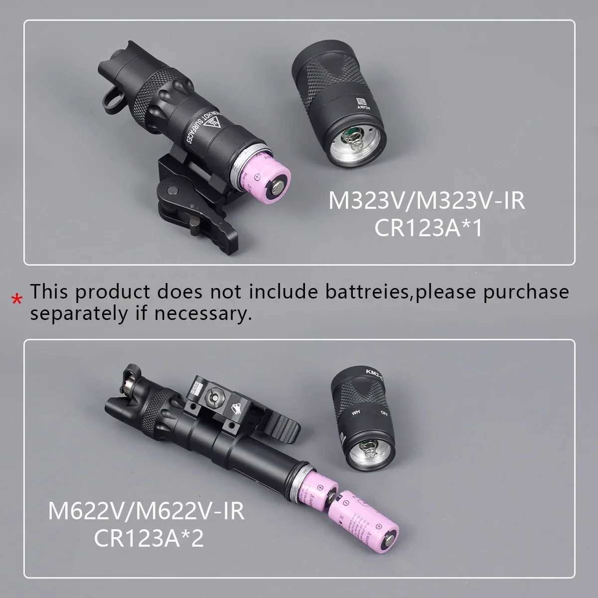 Tactical Surefire M300 M600 Upgrade M323V M622V M323V-IR M622V-IR Airsoft Weapon Light with Quick Release Base Fit 20MM Rail W250722
