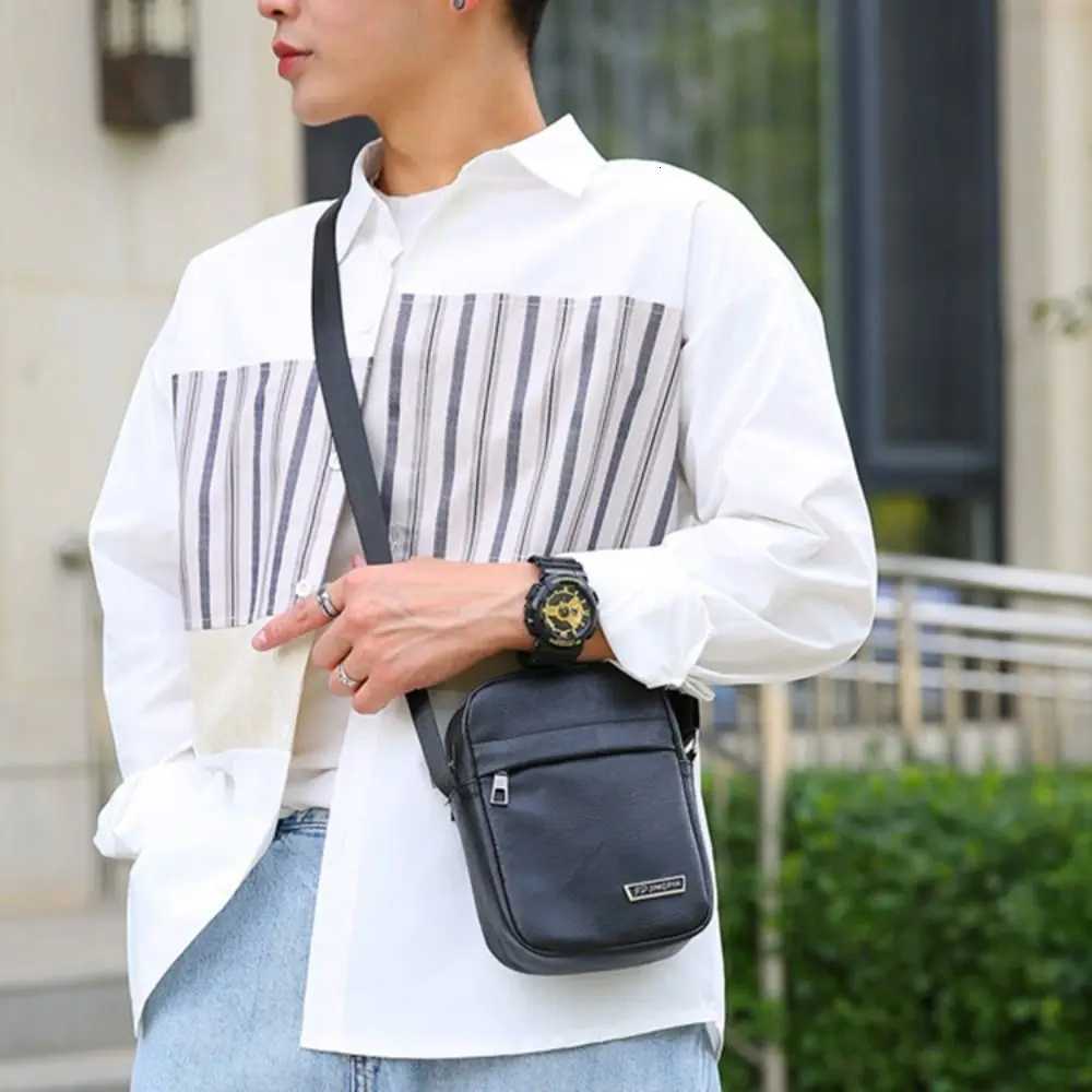 New PU Leather Mens Crossbody Bag Large Capacity Waterproof Shoulder Bag Phone Bag Casual Handbag Business Man Messenger Bag S250723