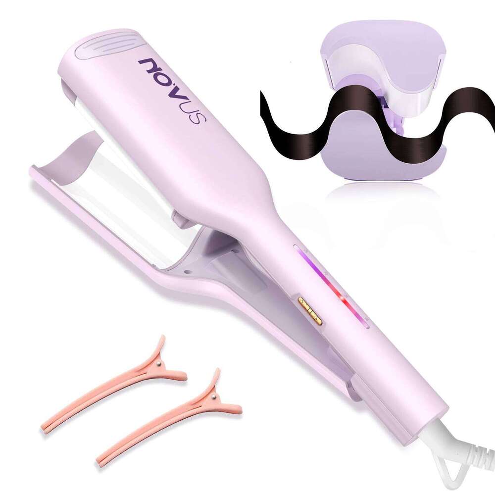Iron Crimper - 1.25 Inch Anti-Scald Rovy Waves Curling Wand, Ionic Deep Waver Hair Curler Tool