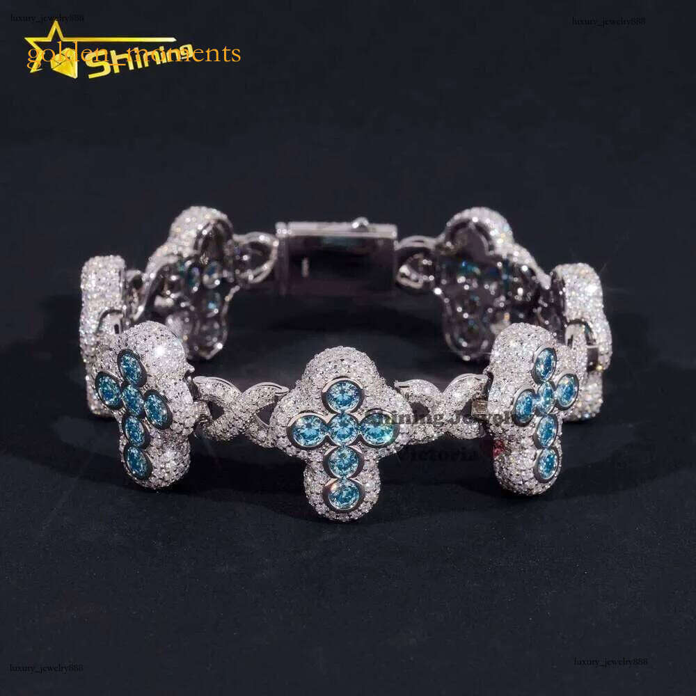 New Fashion Unlimited Link Cross Tested With S Hip Hop Jewelry Color Mossite Cuban Bracelet