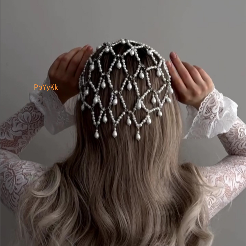 Pearl Tassel Pendant Headband Unique Teardrop Hair Accessory Hip Hop Hair Band