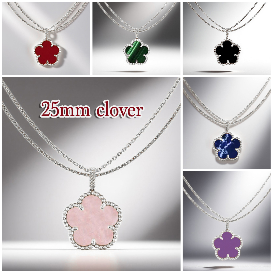 designer necklace jewlery designer for women necklace 25mm clover necklace Daily Outfit silver Sweater chain Violets turquoise flower necklaces luxury neckless