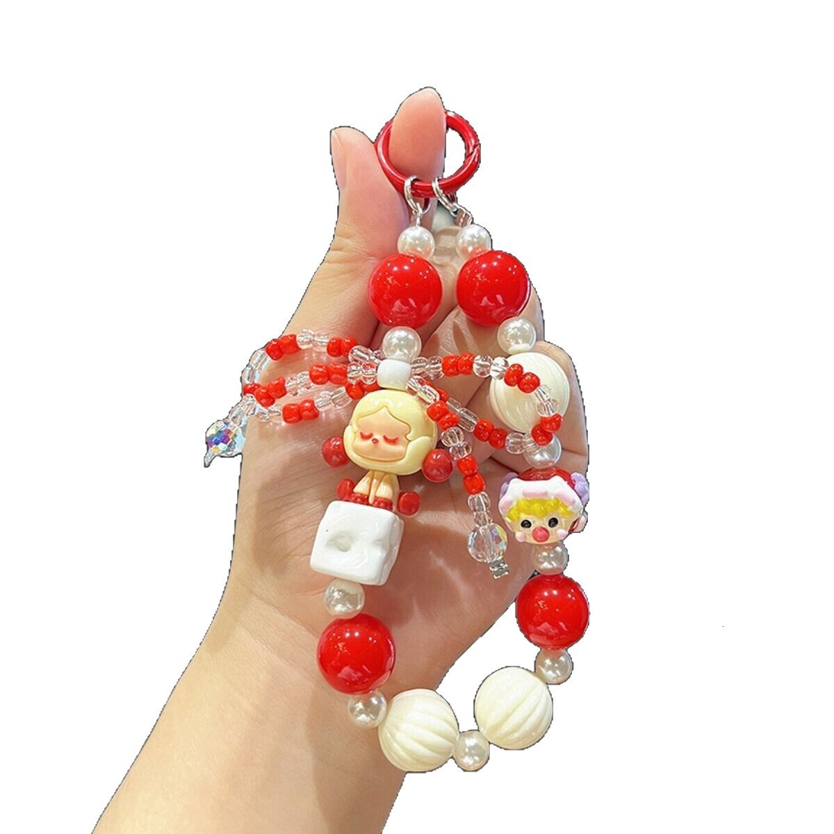 Bubble Mart Cute Bead Chain Hand-painted Beads DIY Blind Box Keychain Phone Pendant Small Gift