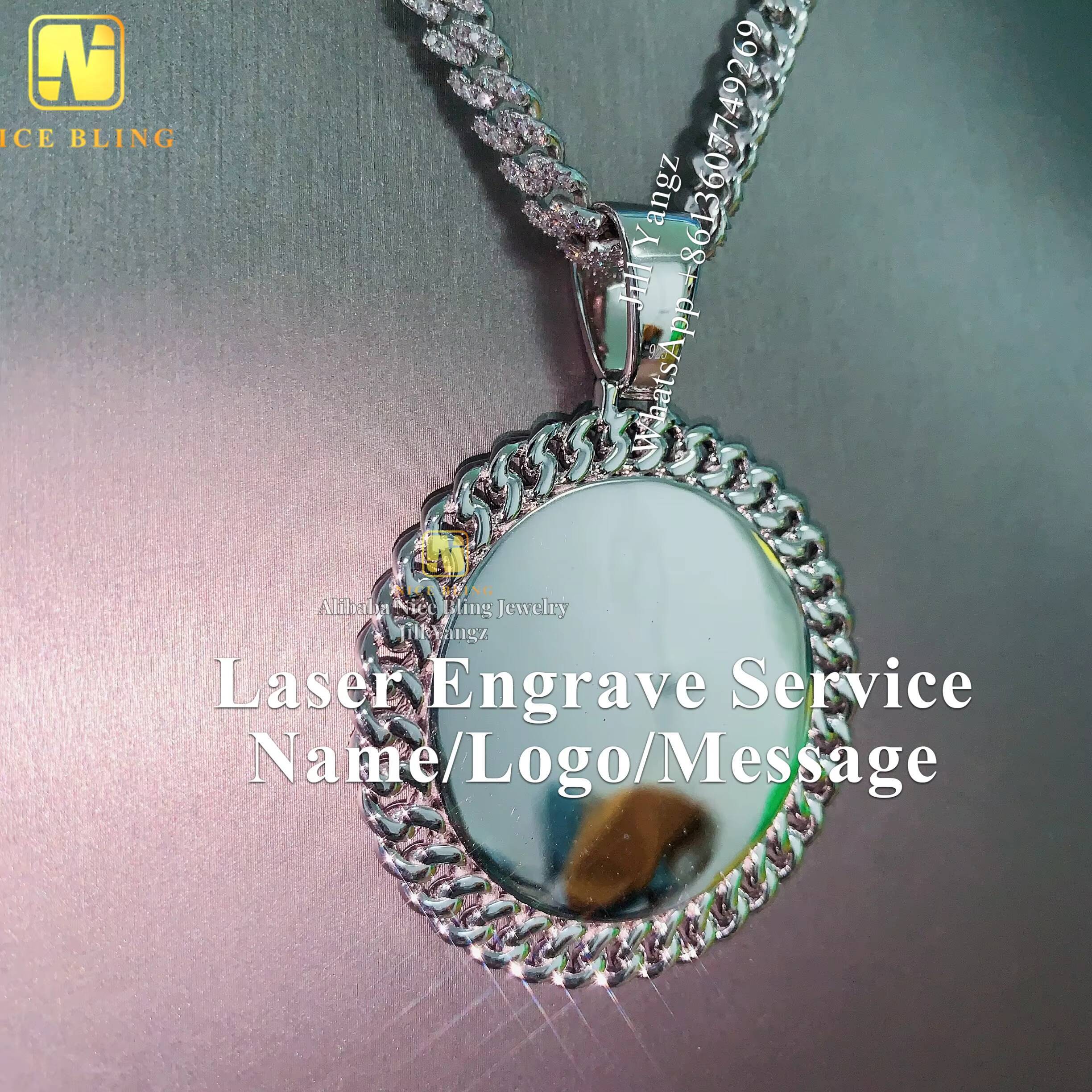 Ready Made Remenberance Memorial Moissanite Photo Picture Pendant Memory Iced Out Hip Hop Jewelry Custom Made Accepted