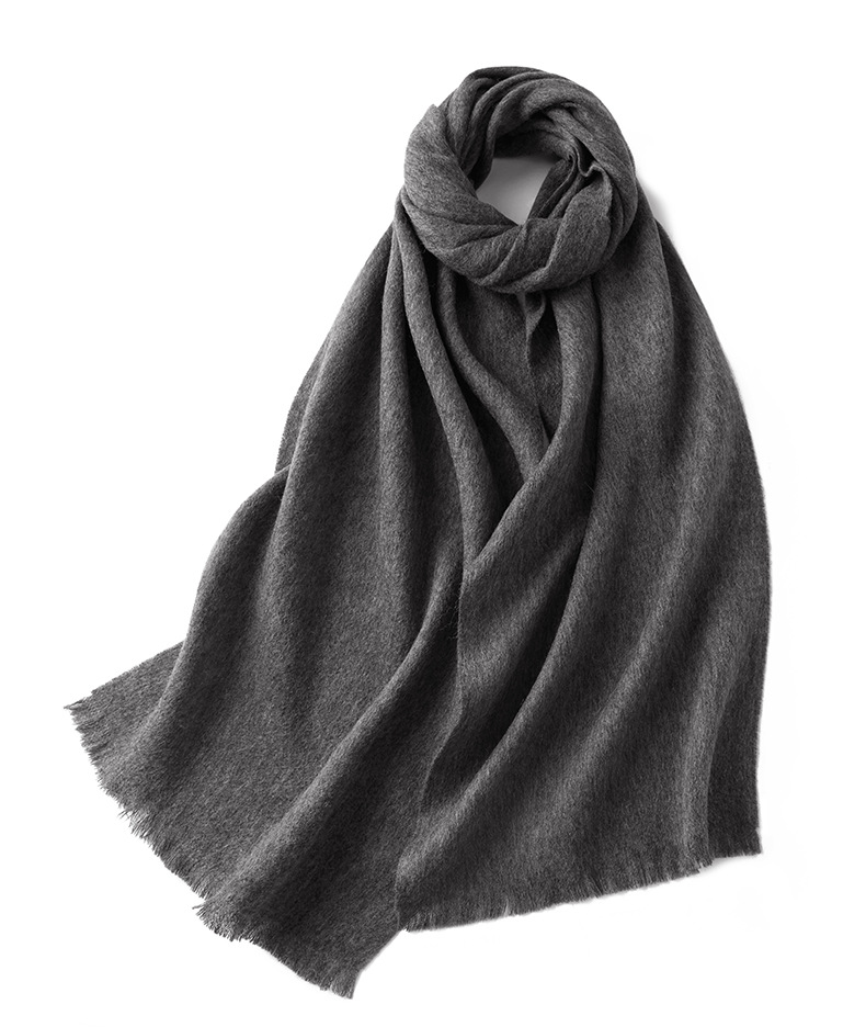 K1449 Manufacturers wholesale pure wool scarf unisex autumn and winter warm neckband versatile solid color tassel wool shawl