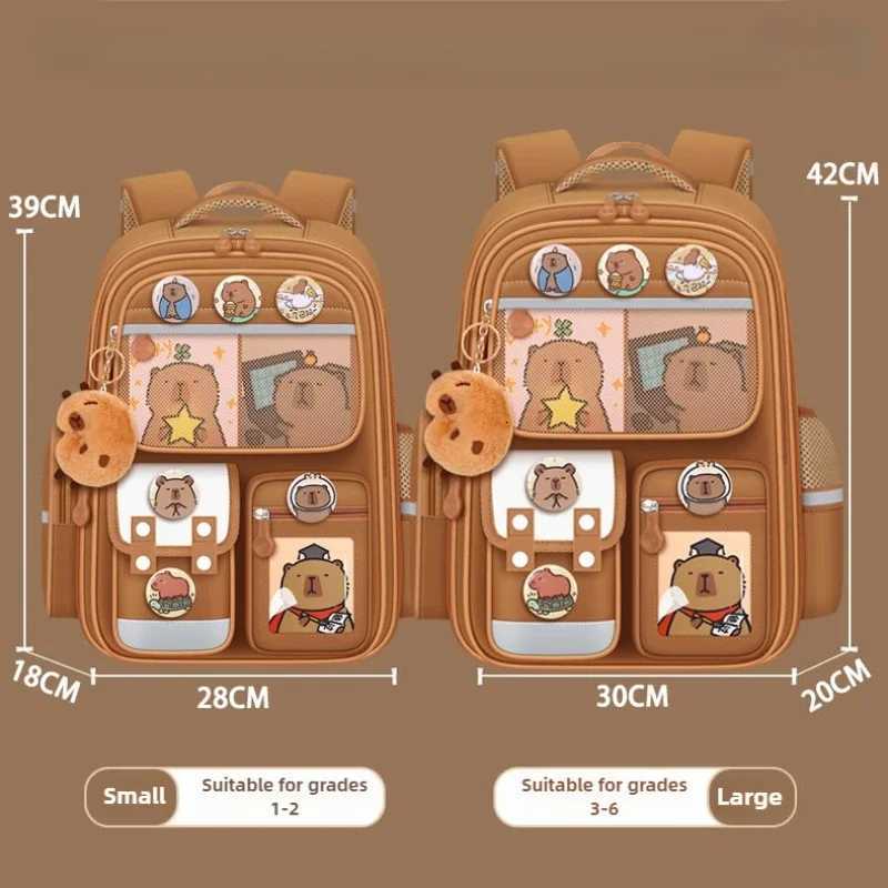 Kawaii Capybara Children School Bags for Boys Large Capacity College School Backpack Waterproof Student Schoolbag Book Bag S250723