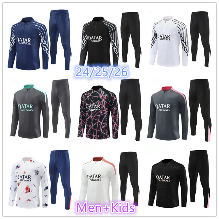 2025 2026 Paris tracksuit MBAPPE kids and men 24 25 PSGes training suit long sleeve Football soccer Jersey kit uniform chandal adult boys Sportswear Jogging Set