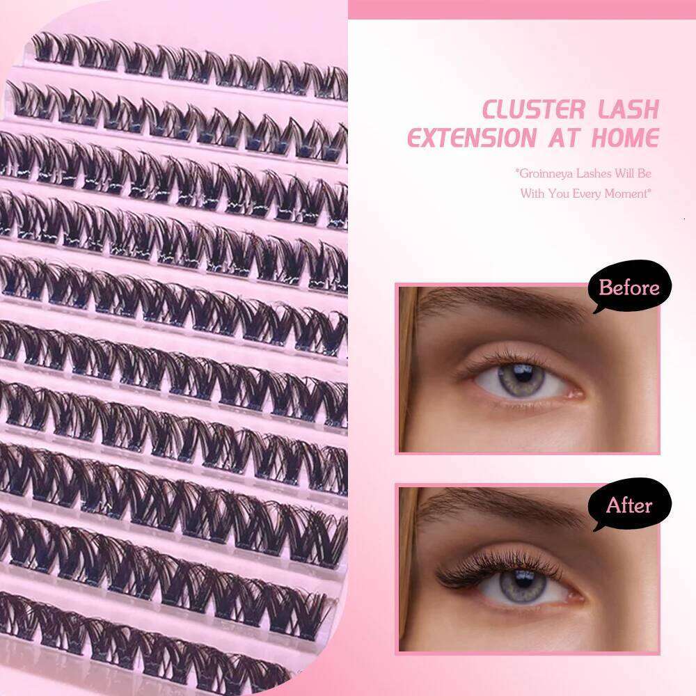 3D 190 PCS Cluster Lashes Kit Bond Seal, Makeup Tools,DIY Lash Extension Set with Glue Accessories and Eyelash Curler X250723