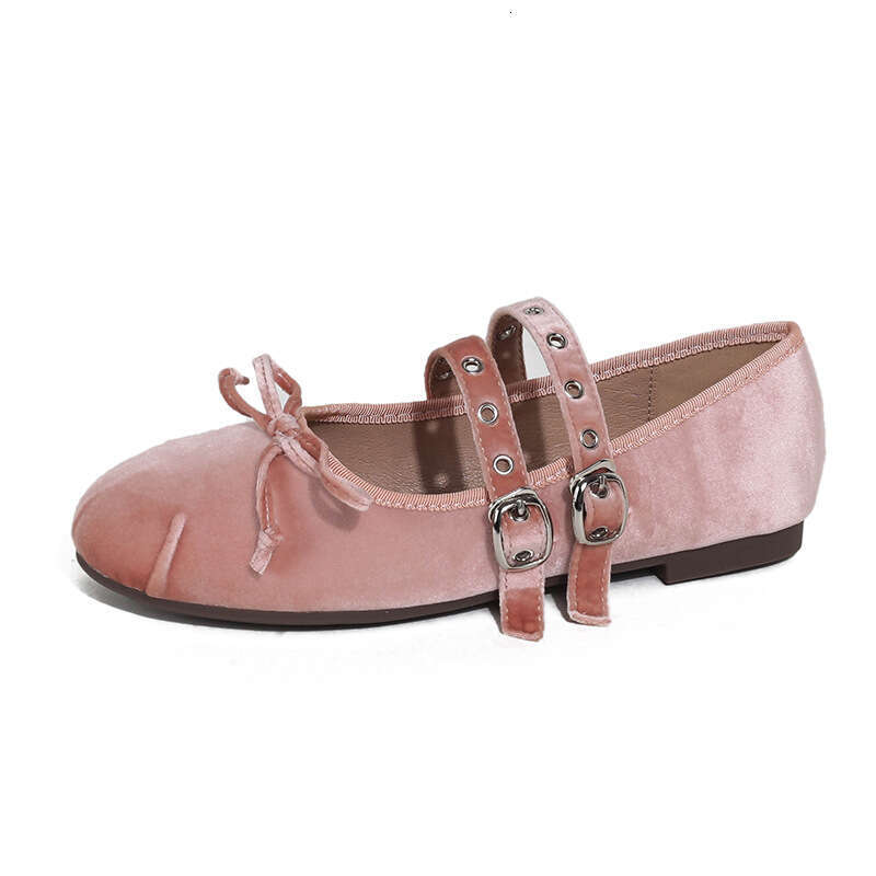 35-43 Plus Size Runaway Princess French Style Soft Sole Mary Jane for Women Fairy Bow Velvet Large Single Shoes