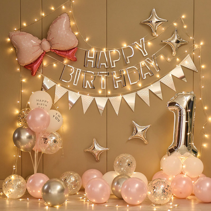 Baby's First Birthday Background Wall Decoration Set Balloon Package Boy Girl Party Scene Setup