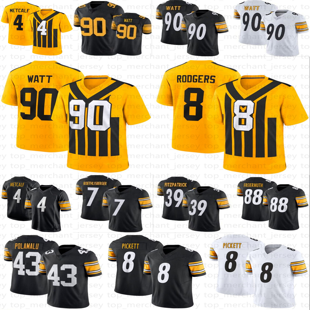 DK Metcalf Jalen Ramsey Aaron Rodgers Football Jersey 90 TJ Watt Joey Porter Jr Najee Harris Troy Polamalu Zach Frazier Fautanu Jaylen Warren Patrick Queen