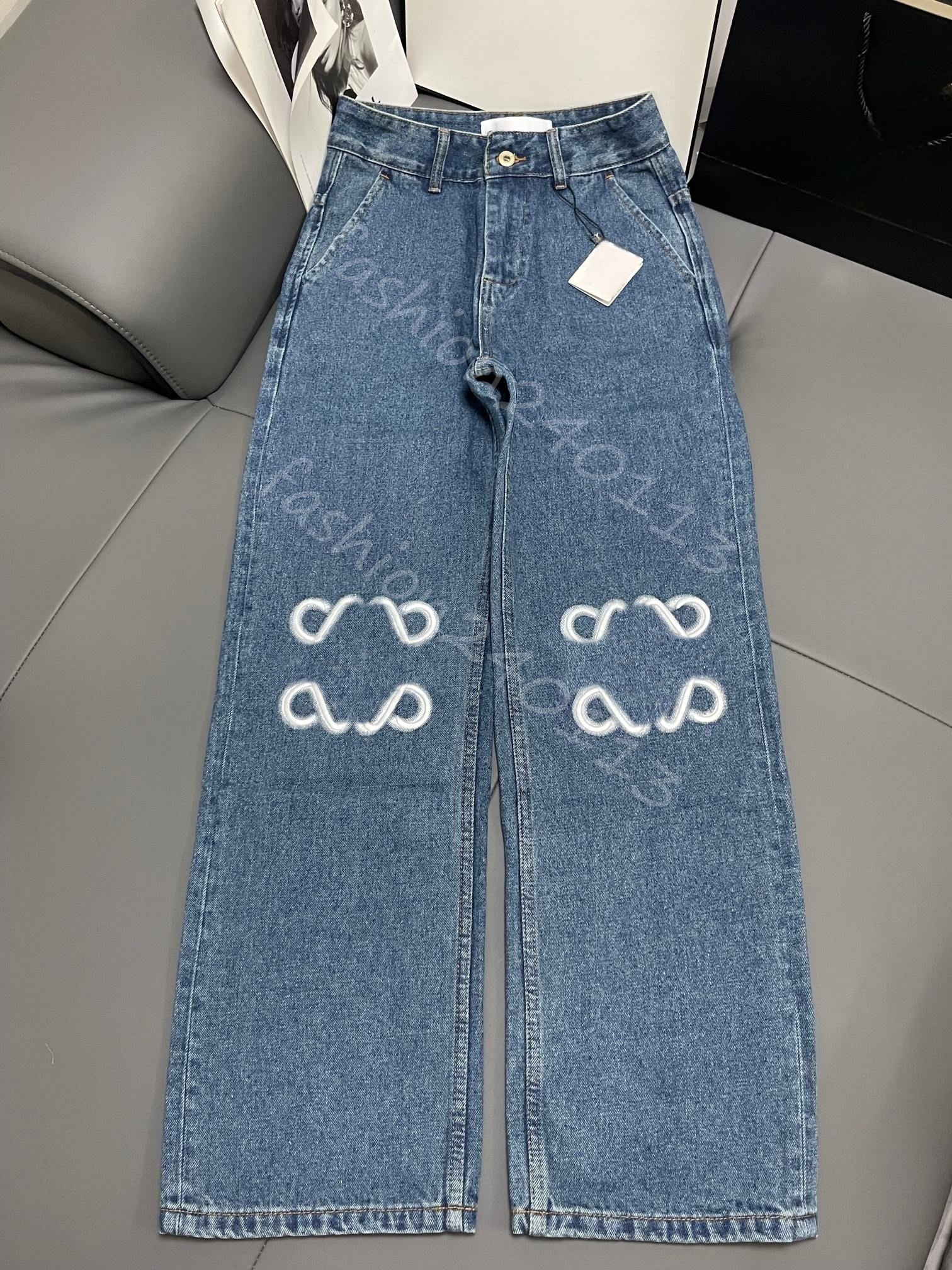 jeans womens designer jean shorts denim pants women designer retro pant classic long Pant Leather Label Straight Trousers Waisted Female Casual Jeans clothing