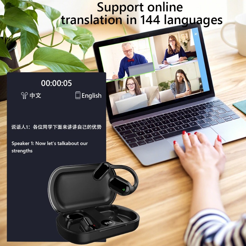 tech73 Xg33 AI 144 Languages Real Time Translator Earbuds Wireless BT Translation Earphones Earhooks Bluetooth Headphones Headsets
