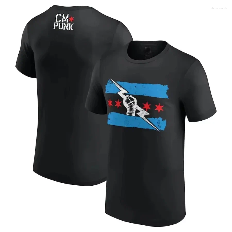 Men's T Shirts 2025 Summer 3D Printed Short Sleeve Wrestler Cm Punk Round Neck Street Sports Casual Oversized Tops