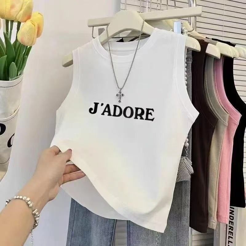 Designer Jadore Shirt Designer Summer Women's Tank Top Round Neck Sleeveless Fashion Versatile Cotton Women's T-shirt