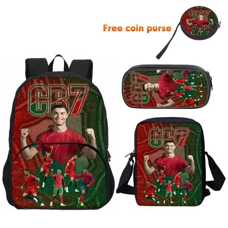 Ronaldo 3Pcs set Backpack Sport Shoulder Bag Pencil Case CR Backpack Football Star Book Bags for Boys Girls Best Gift S250723