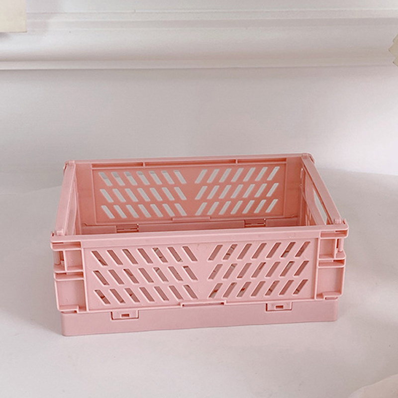 Desktop Plastic Organizer Storage Box - Foldable Small Basket for Cosmetics, Student Stationery, Sundries & Storage Bin