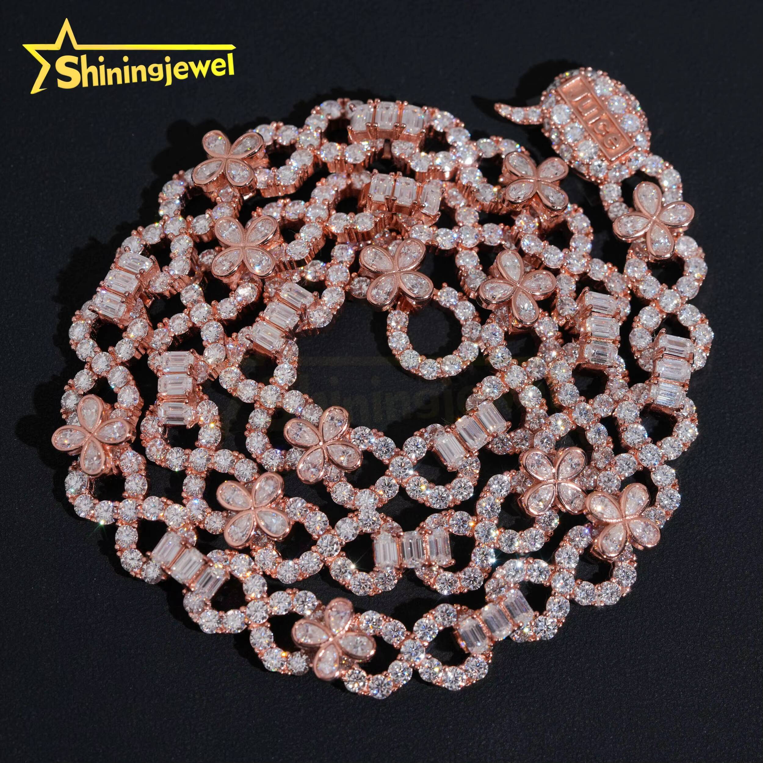 Custom Hip Hop Infinity Cuban Necklace 925 Sterling Silver Gold Plated Pass Diamond Test Moissanite Iced Out Cuban Link Chain