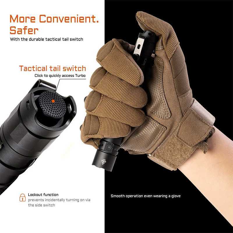 ACEBEAM TAC 2AA LED flashlight 1600 lumen 181 meters portable EDC flashlight USB-C rechargeable battery double buttons torch Z250722