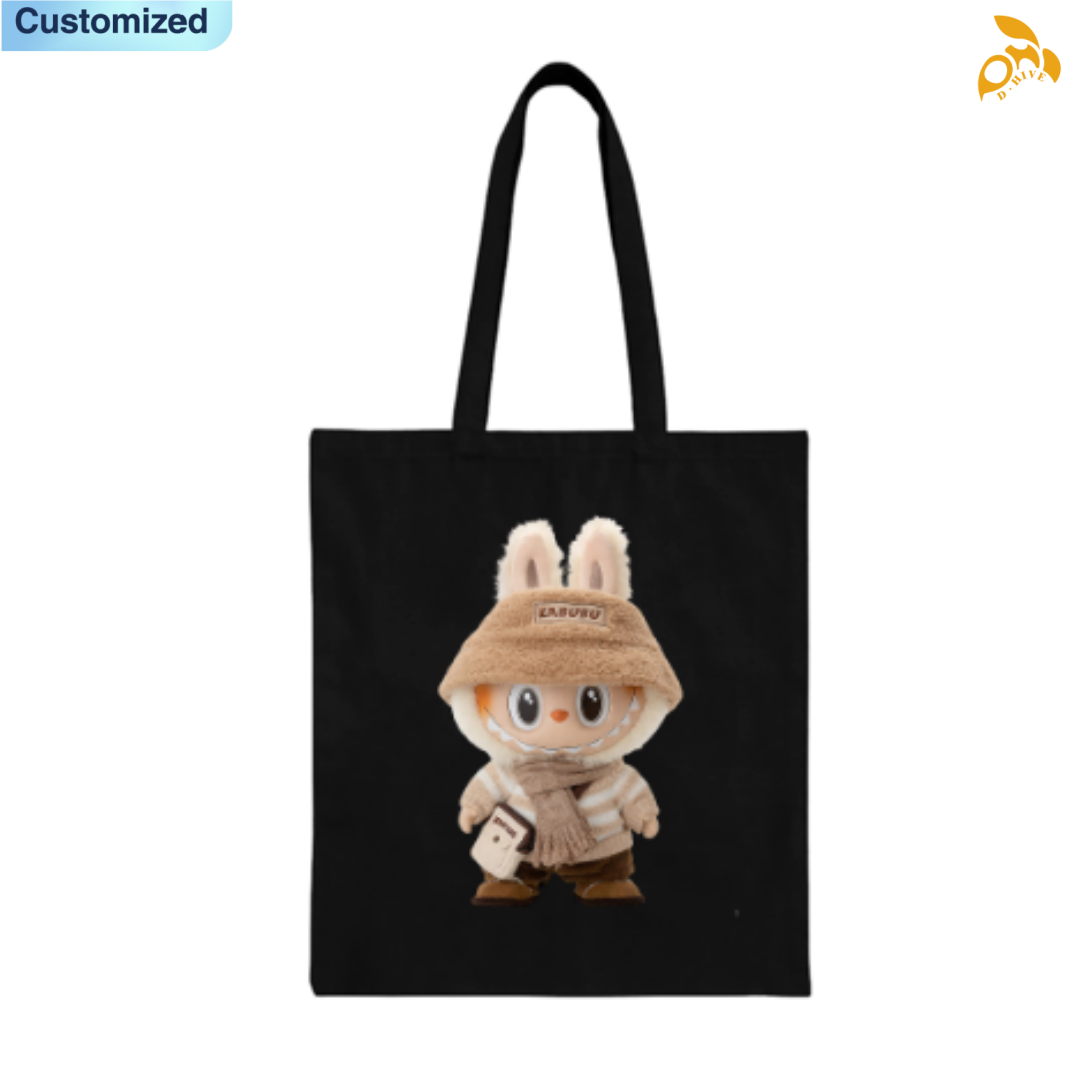 Free shipping fashion designers customize LABUBU Canvas Bags high-quality black full-print tote bags high quality soft