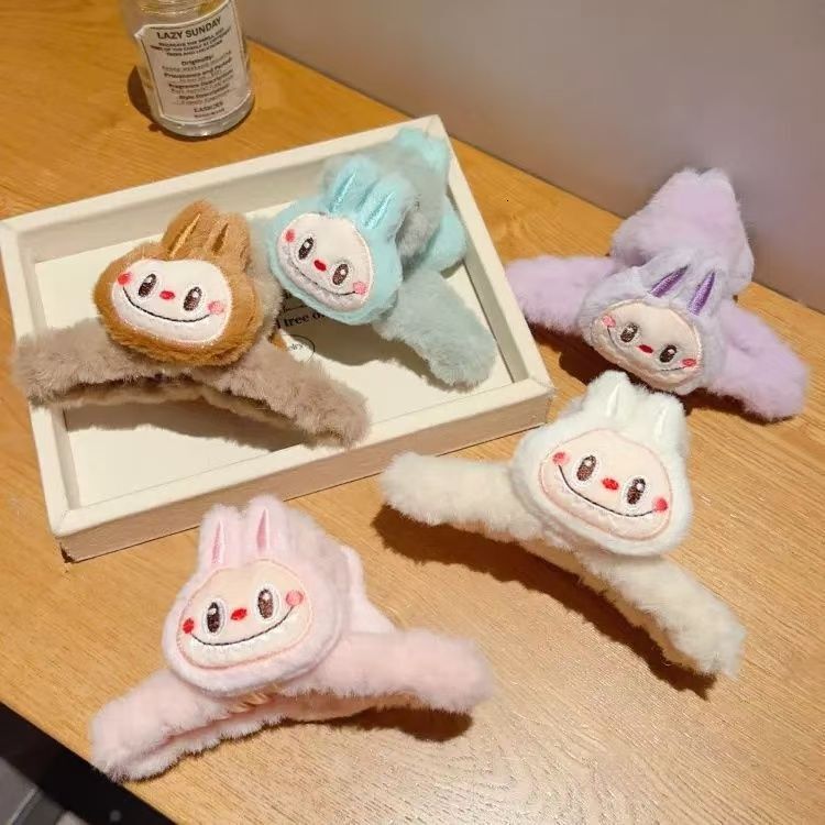 Labubu Plush Autumn Winter Large Cartoon Back of Head Clip Claw Hair Accessory