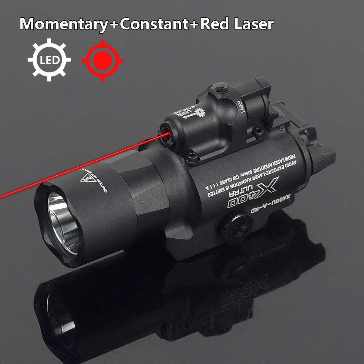Tactical X400 Ultra X400U WeaponLight with Red Laser Pistol Gun Strobe Flashlight With Picatinny Rail X300 Ultra W250722
