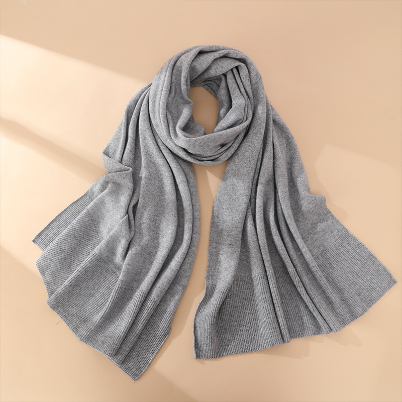 K1447Simple and versatile cashmere knitted scarf shawl dual-purpose thick warm neck scarf for men and women