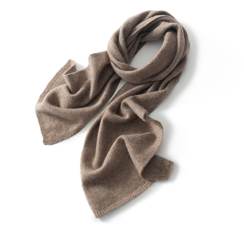 K1446 Women's knitted cashmere scarf Korean style medium and long solid color wool knitted scarf fashionable and versatile female neck scarf