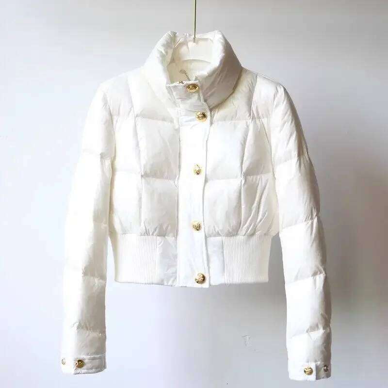 hoodie High-end Korean Short Winter Women Stand-up Collar Warm Parka Puffer Jacket Light Coat Outdoor Windproof Outerwear Button jacket