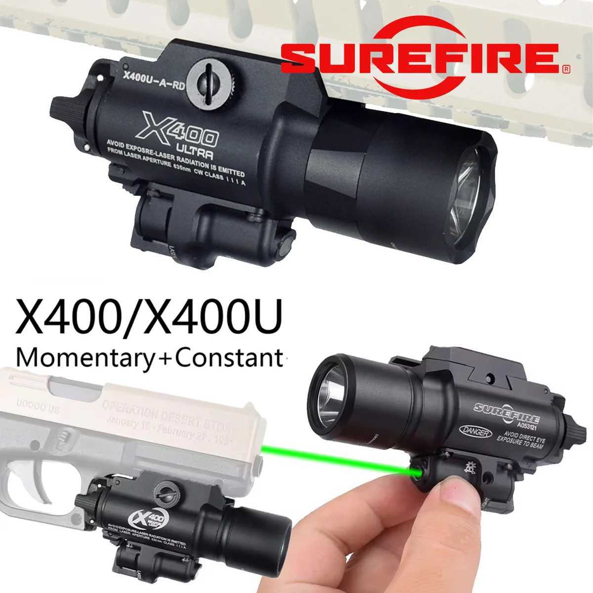 Tactical Surefire LED X300 X400 Ultra Weapon Flashlight Rifle Light X400V X400U Red Green Laser Glock Scout Lamp 20mm Rail W250722