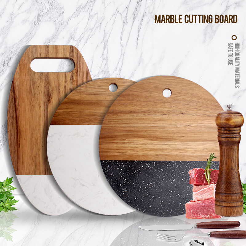 Rosewood Cutting Spliced with Marble Household Round Solid Wood Chopping Cheese Steak Bread Board