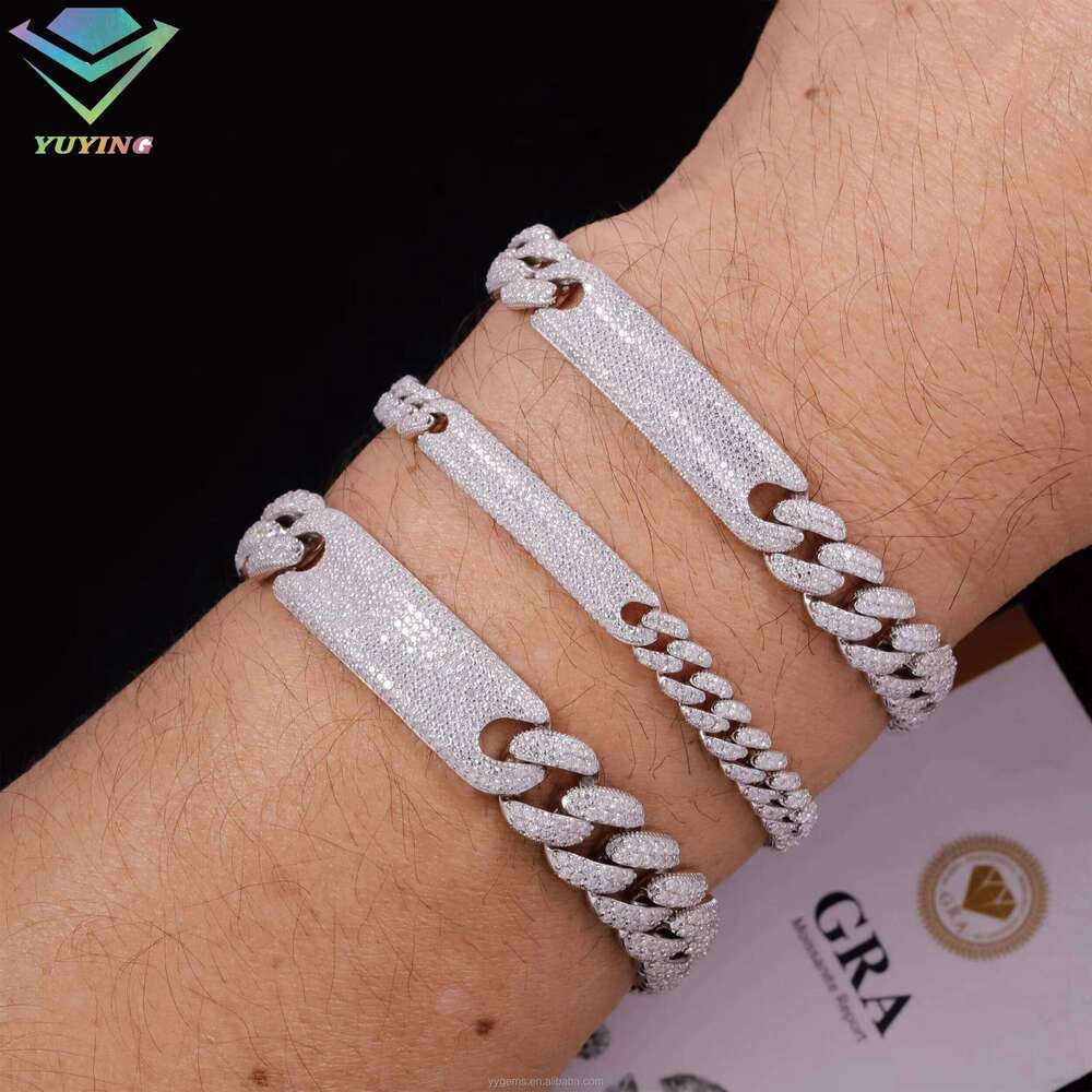 New Fashion Fine Jewelry 6mm 10mm 12mm Wide S Sier VVS Moissanite Iced Out Dia Cuban Link Bracelet