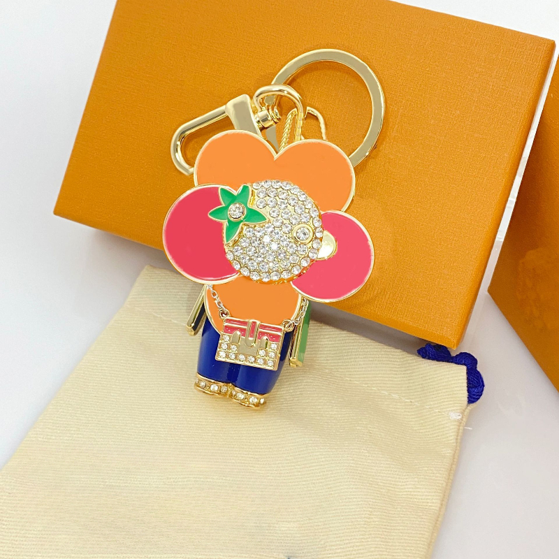 Unisex Key Chain Fashion Designer Keychain Classic Flowers Leather Keyrings for Women Llaveros Mens Luxury Bag Charm Keychains