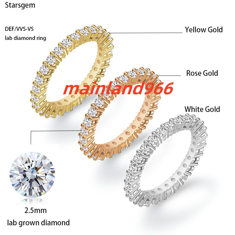 Starsgem 10k 14k Gold Diamond Ring Round 2.5mm DEF-VS HPHT CVD Lab Diamond Engagement Ring