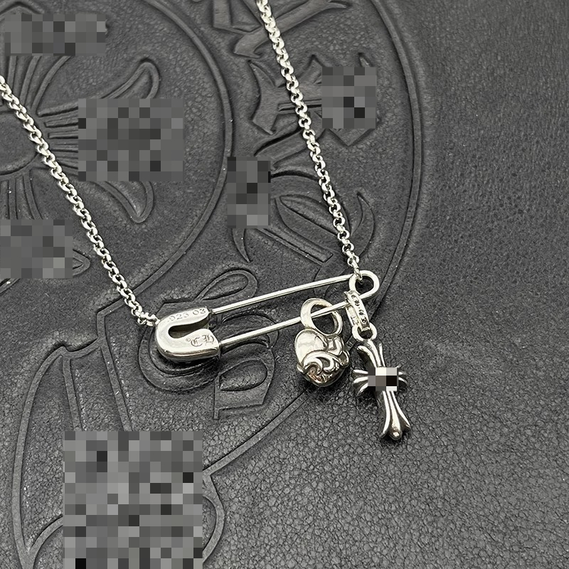 Flame Pin Necklace Cross Peach Heart Small Pendant Necklace Collarbone Chain