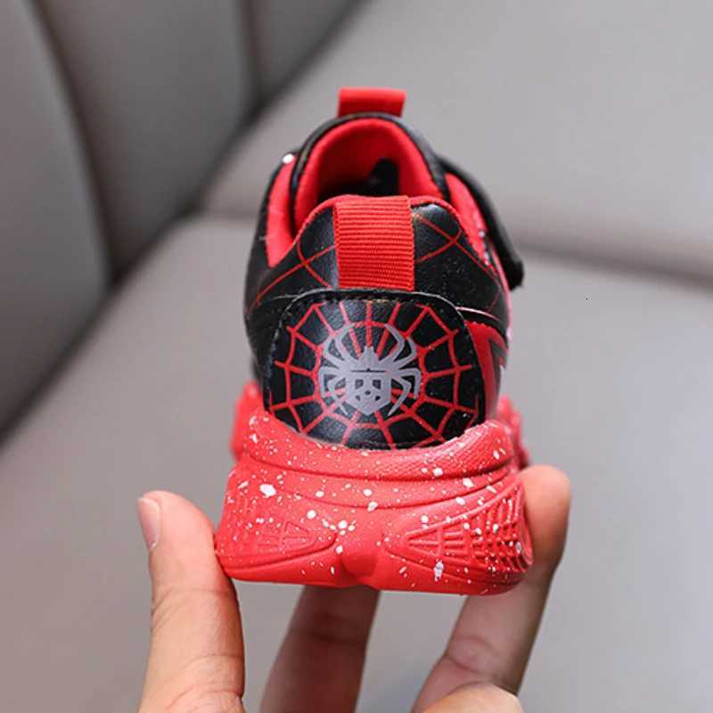 Led Light Up Children Shoes Sneaker 1-6 Year Old Boys Girls Spring Autumn Casual Red Black Pu Leather Shoe H260130