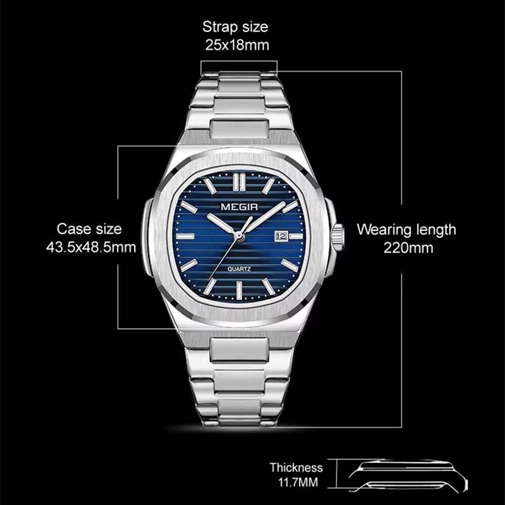 MEGIR 1084 Luxury Men Business Watch Waterproof Male Clock Stainless Steel Luminous Quartz Sports Watches Montre