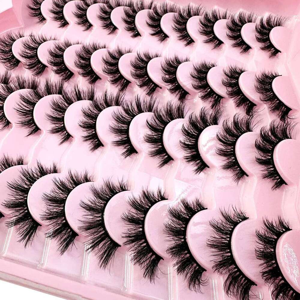 20pairs 5D Fluffy Eyelashes D Curl Thick Cat Eye Lashes Soft Wispy 8D Volume Fake Eyelash Extension Makeup X250723