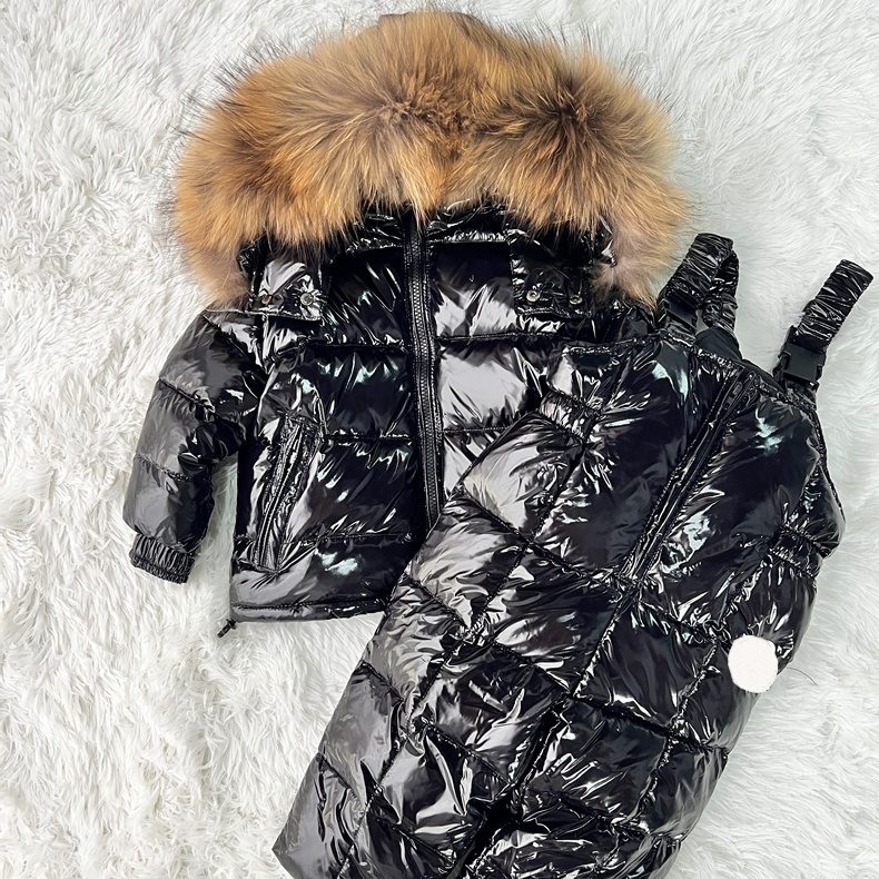 2025 Kids designer clothes New down baby jacket child Outwear Winter M brand Two-piece set Fur hat collar girls boys coat and down pants
