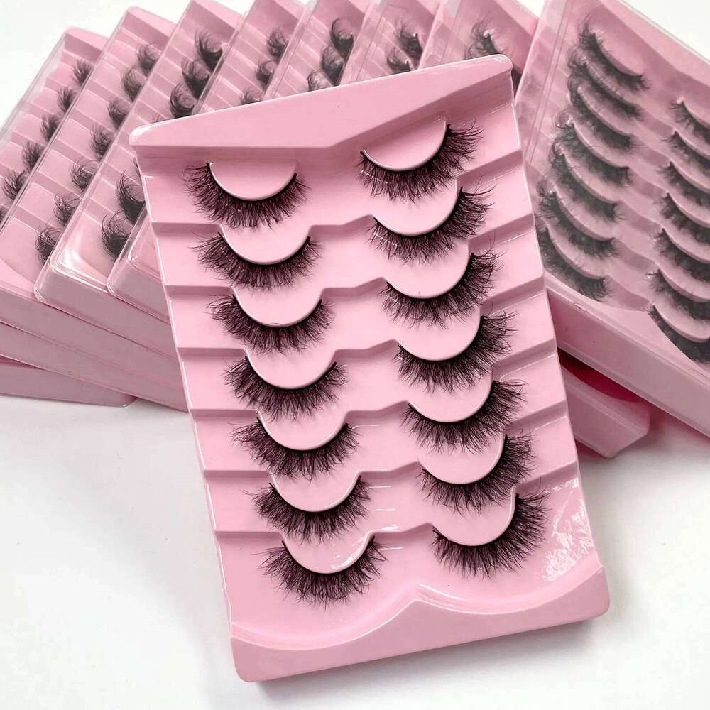 False Wispy Faux Mink 5D Fluffy Handmade Fake Eyelashes Natural Look 7 Pairs Cat Eye Lashes X250723
