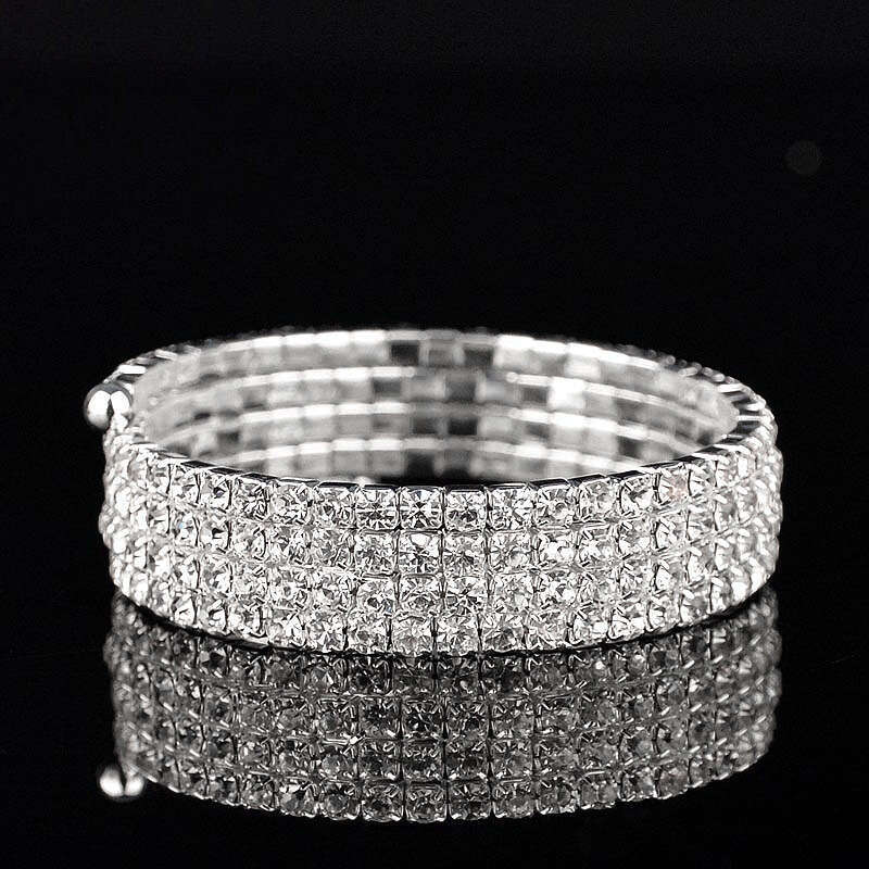 Trendy Student Inlaid Dia Bracelet Women's Halloween Fashion Open Bangle Bridal Jewelry