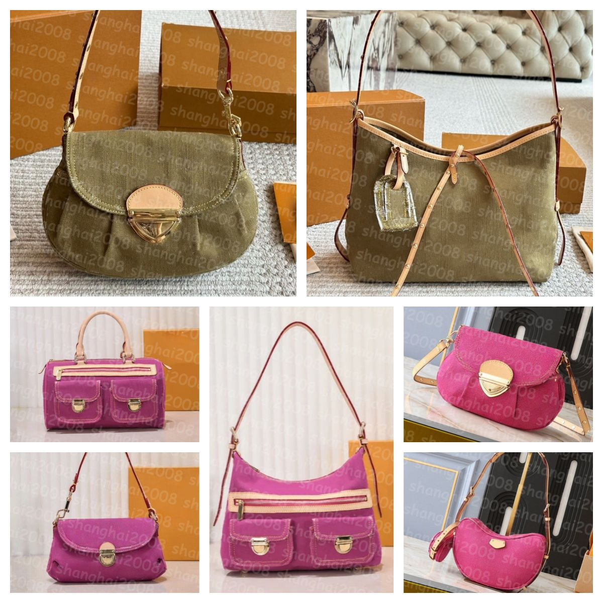 (Choose the Pics not decription) Luxurys Bags Designer Bags Handbags Flowers Pattern Tote Leather Shoulder Crossbody Bag 32151 31021