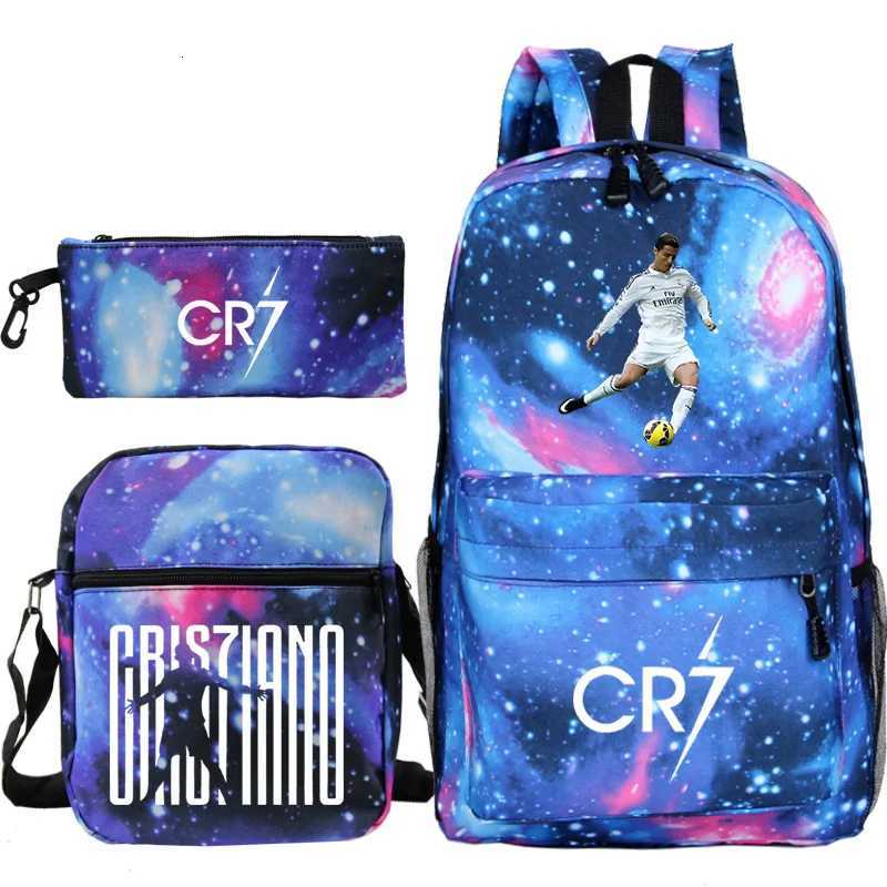 New 3pcs CR7 Backpacks Simple Style Lightweight Boys Girls School Bags Capacity Teens Laptop Backpack Women Men Travel Mochilas S250723
