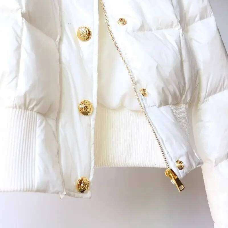 hoodie High-end Korean Short Winter Women Stand-up Collar Warm Parka Puffer Jacket Light Coat Outdoor Windproof Outerwear Button jacket