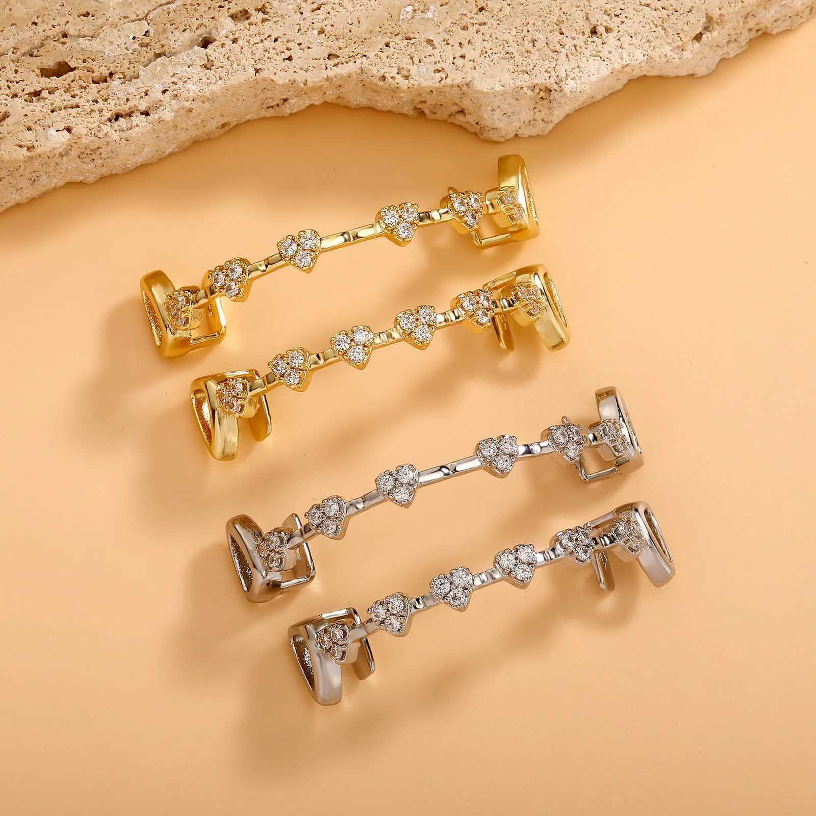 RACHELZ Hip Hop Full CZ Stone Hollow Teeth Caps For Women Men Jewelry Top Bottom Heart Zircon Tooth Grills Braces Cosplay H260630 - view 4