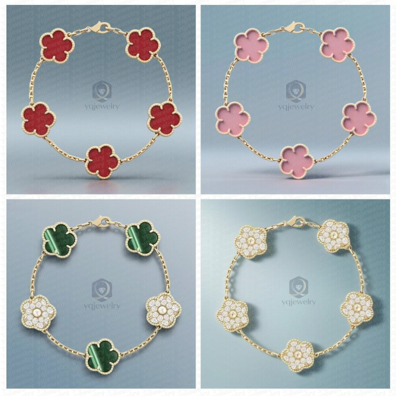 15mm flower clover bracelet designer jewelry gold bracelet High quality 18K Gold Plated diamond bracelet jewlery designer for women clover braclets pretty gift