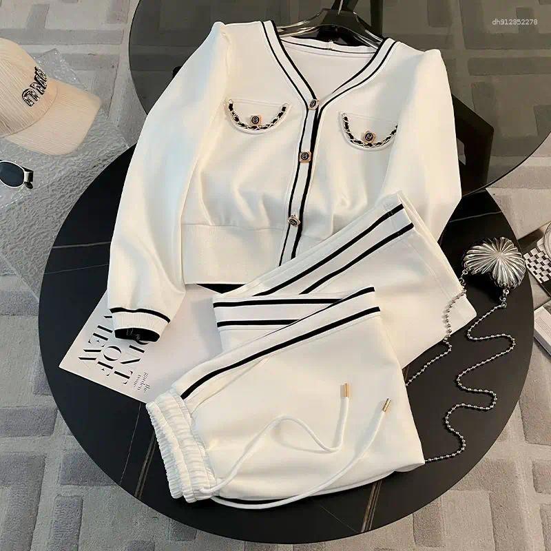 Women's Tracksuits Spring And Autumn High End Casual Sports Set Western V-neck Top Wide Leg Pants Two Piece Setj Uicy Corture Tracksuit TUES