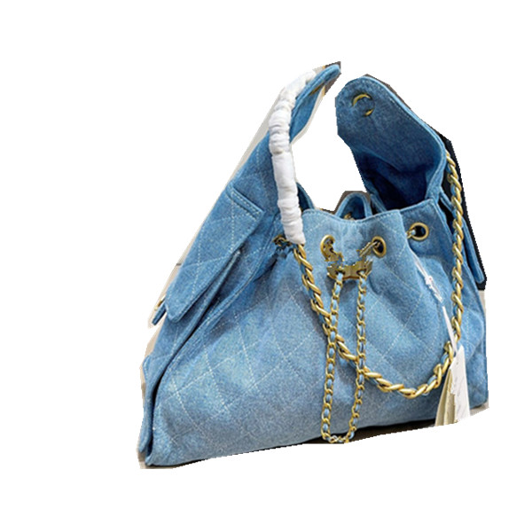 The denim bag is fashionable and practical, making it an excellent companion for shopping, studying, or working.