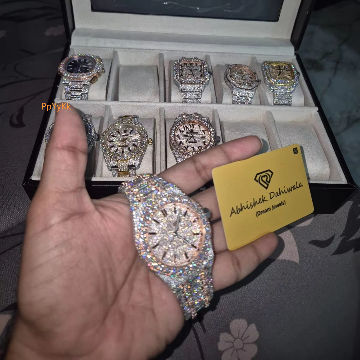 Bling Bling Iced out Men's Watch VVS Moissanite Rectangular Steel Case Leather Strap Hip Hop Series ETA Movement GRA Certified